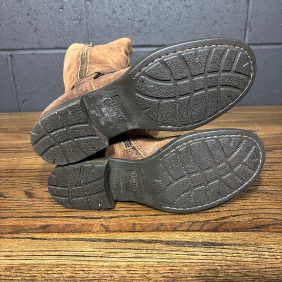 Born Women’s 6.5 Brown Distressed Suede Tall Riding Boots Western Harness Zip - Picture 5 of 8